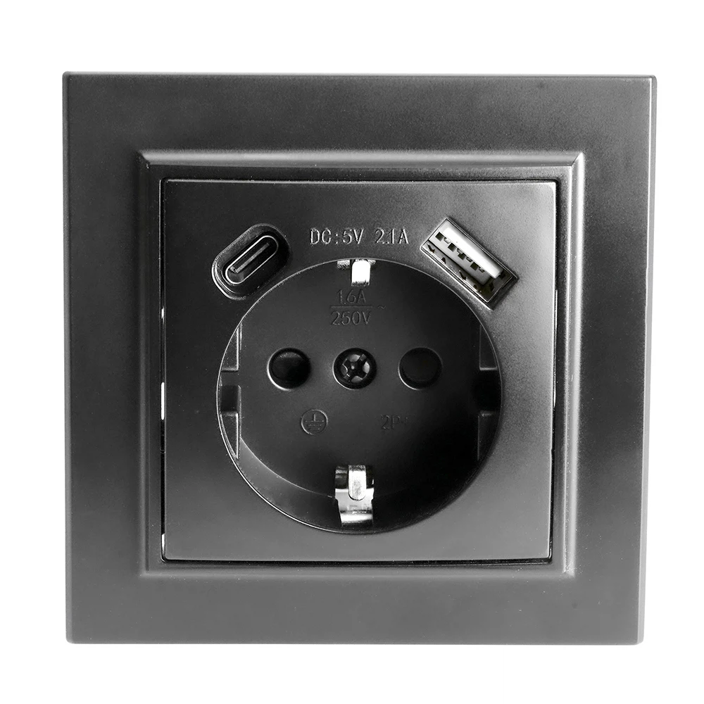 Изображение товара Розетка STEKKER Эрна 1-местная с USB и Type-C черная Изображение товара Розетка STEKKER Эрна 1-местная с USB и Type-C черная