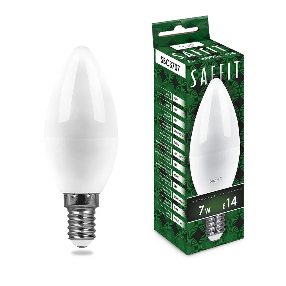 Изображение товара LED лампа свеча SAFFIT SBC3707 7 Вт холодное освещение E14 Изображение товара LED лампа свеча SAFFIT SBC3707 7 Вт холодное освещение E14