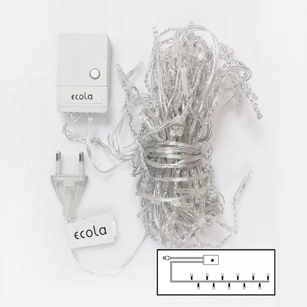 Изображение товара LED гирлянда 15м 200Led RGBW IP20 8 режимов прозр.провод Ecola