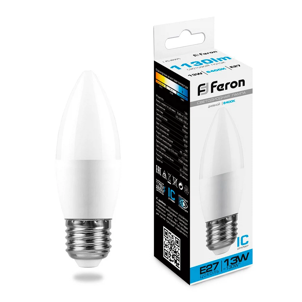Изображение товара Лампа светодиодная Feron LB-970 Свеча E27 13W 175-265V 6400K