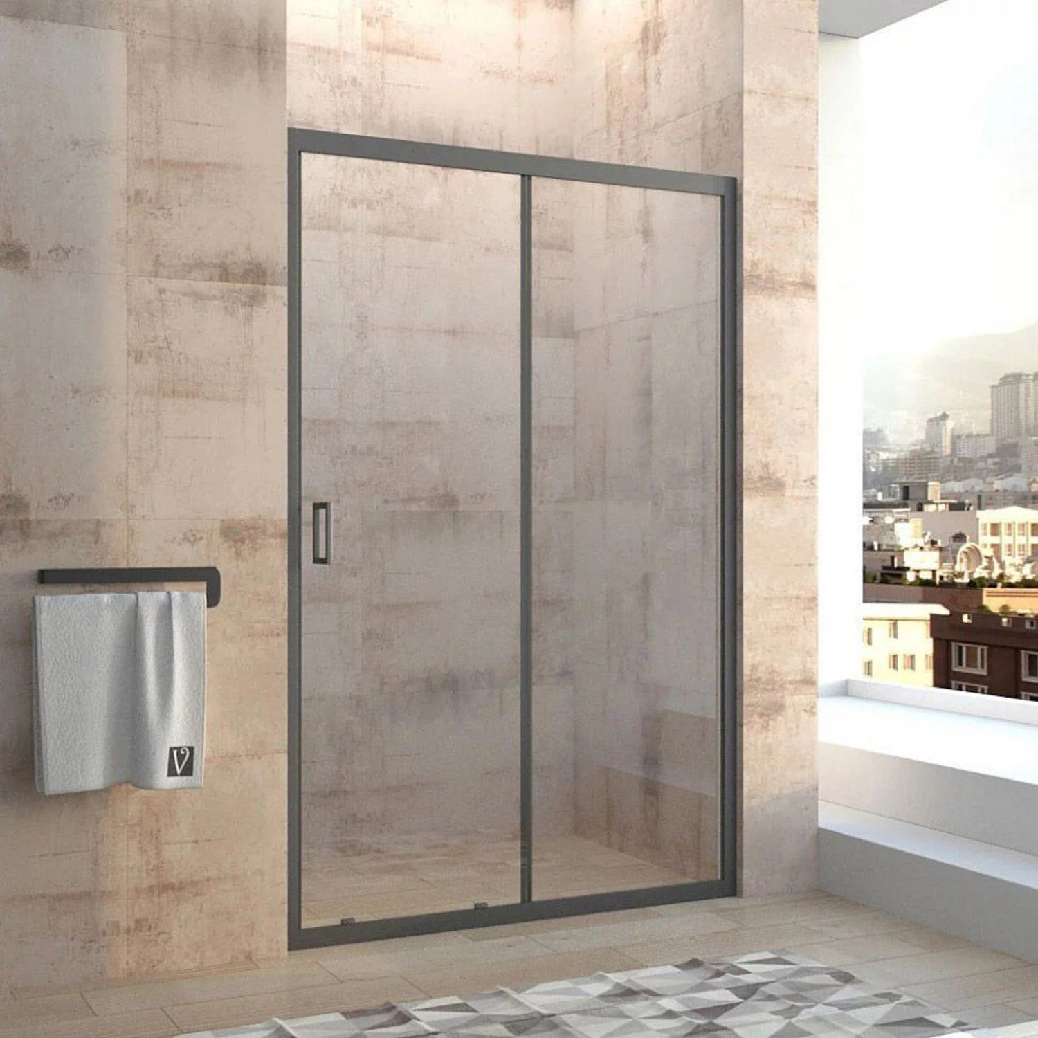 Изображение товара Душевая дверь Veconi VN-40B VN40B-110-01-C1 1140х1850 стекло прозрачное 5 мм