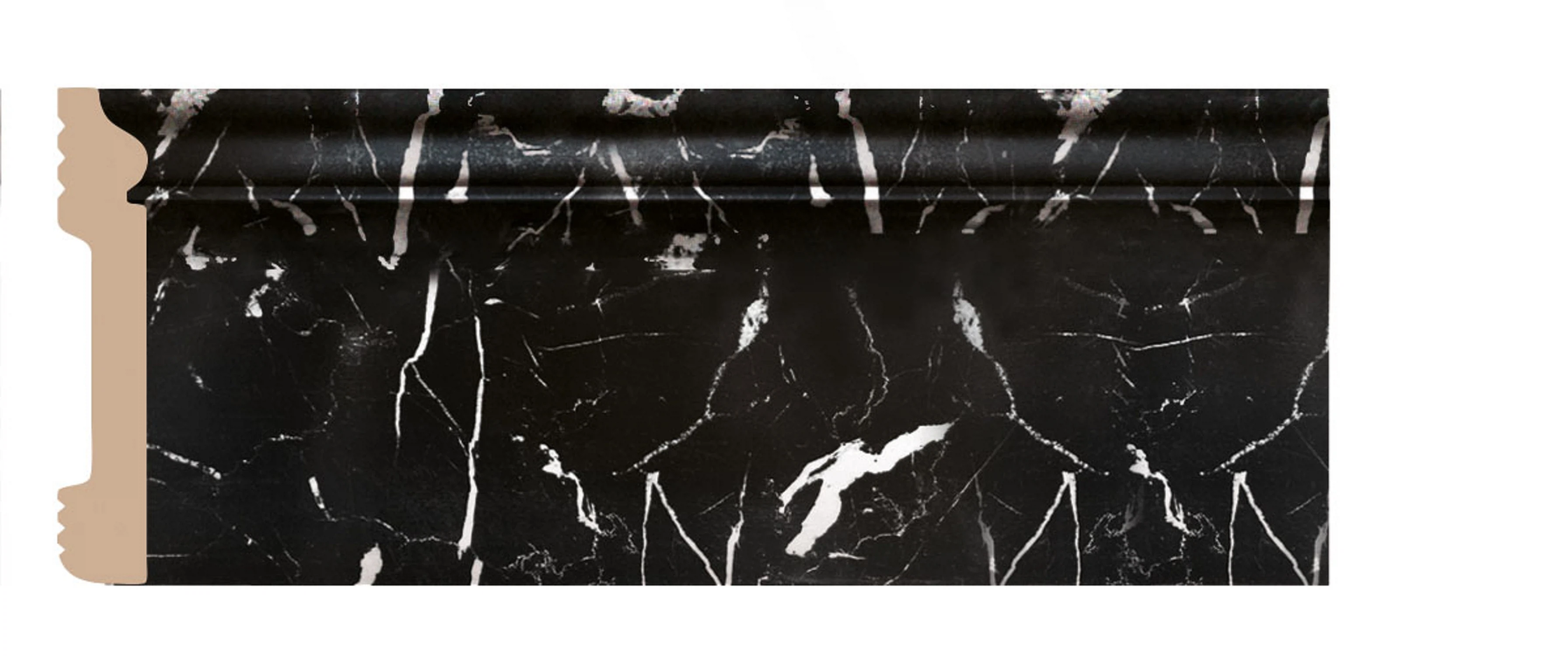 Изображение товара Напольный плинтус 79х13х2400 Чёрный мрамор для дизайна интерьера