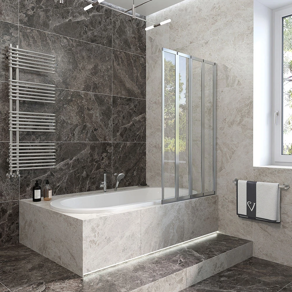 Изображение товара Шторка на ванну Veconi Palau PL-74R, 900x1500, хром, стекло прозрачное