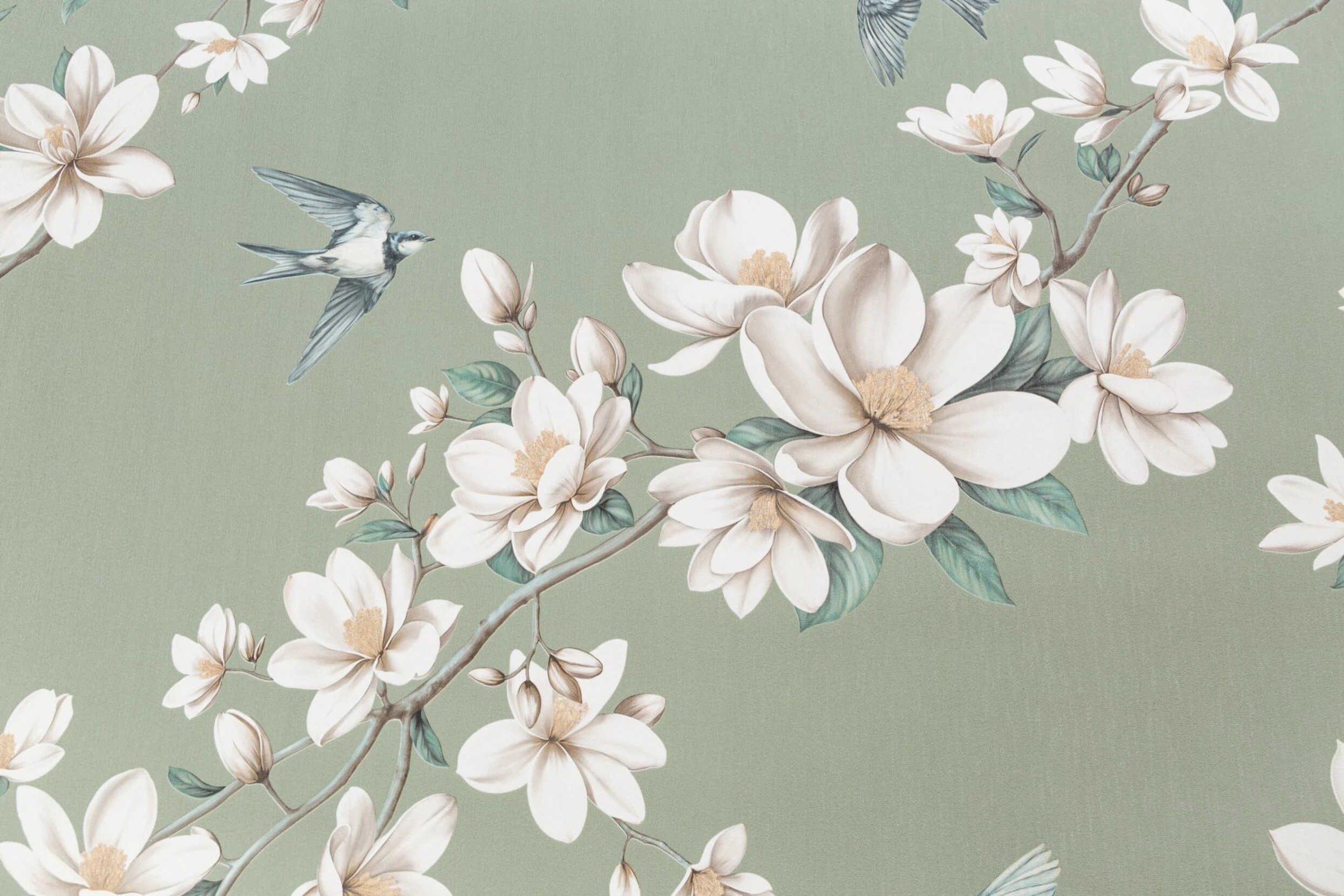 Изображение товара Обои флизелиновые PALITRA life Magnolia зеленые мотив 10,05х1,06м