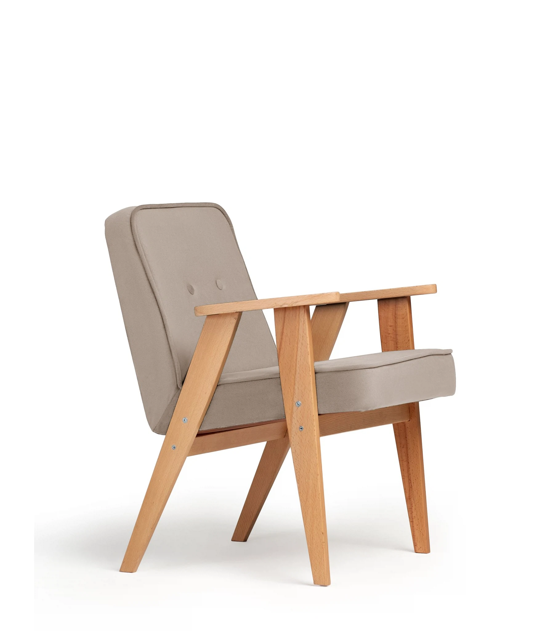 Изображение товара Кресло Несс мягкое с подлокотниками, деревянные опоры, кожа и велюр