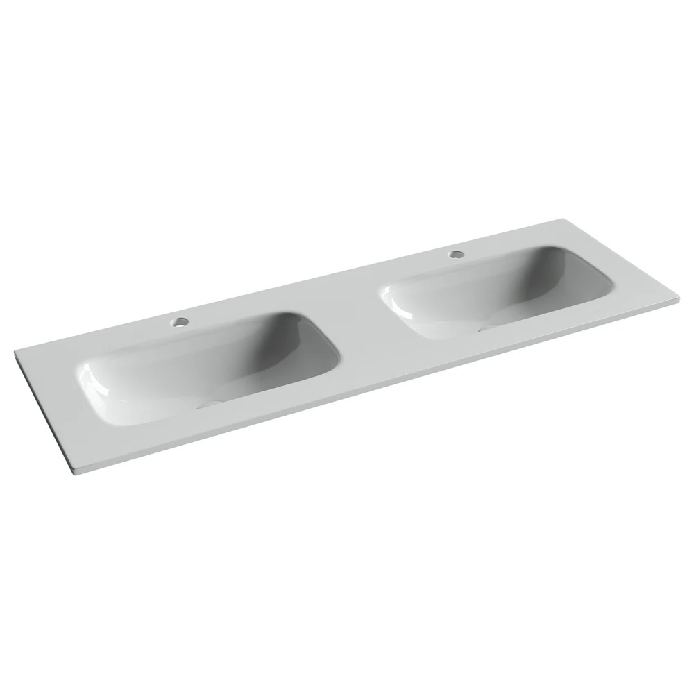 Изображение товара Раковина накладная мебельная CERAMICANOVA Grace прямоугольная 1410x457x137 с двумя чашами и отверстиями под смеситель цвет белый CN7022