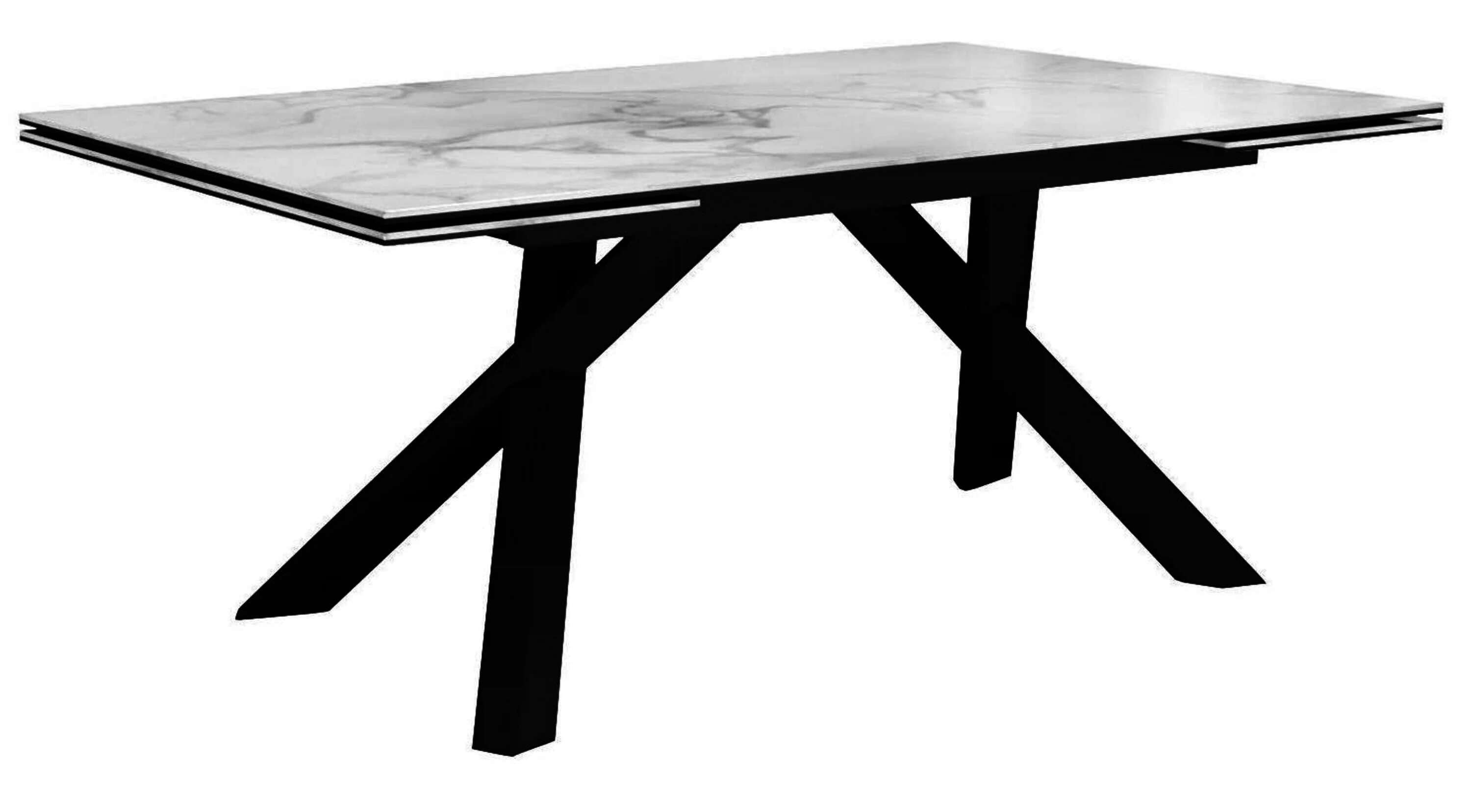Изображение товара Стол DikLine KX160 керамика белый мрамор C39 глянец/опоры черные