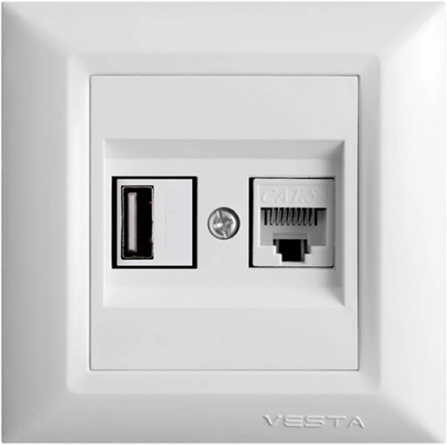 Изображение товара Розетка Vesta-Electric Roma White USB RJ-45 скрытая монтаж современная
