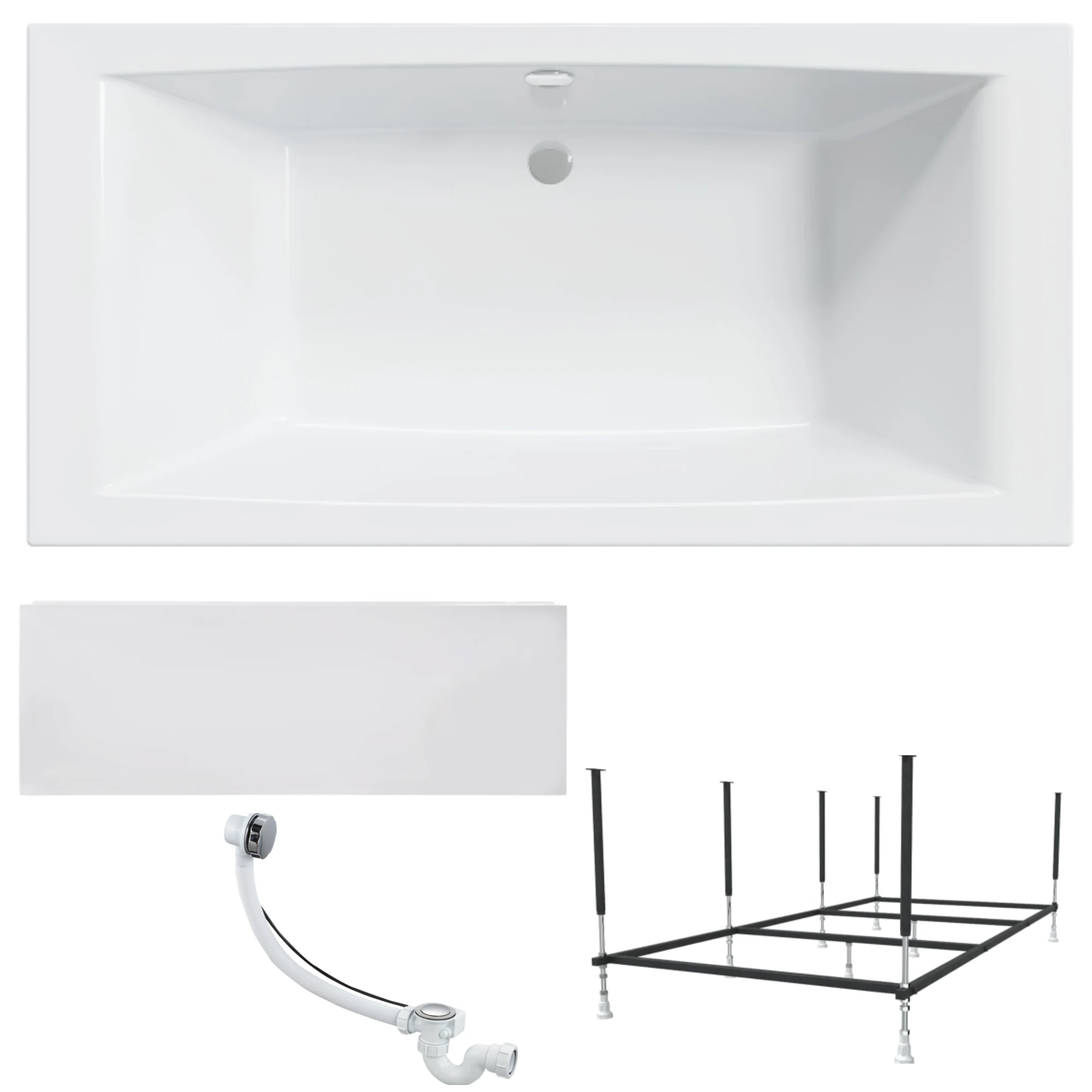 Изображение товара Акриловая ванна 1MARKA AELITA 200x100 прямоугольная с каркасом и сливом