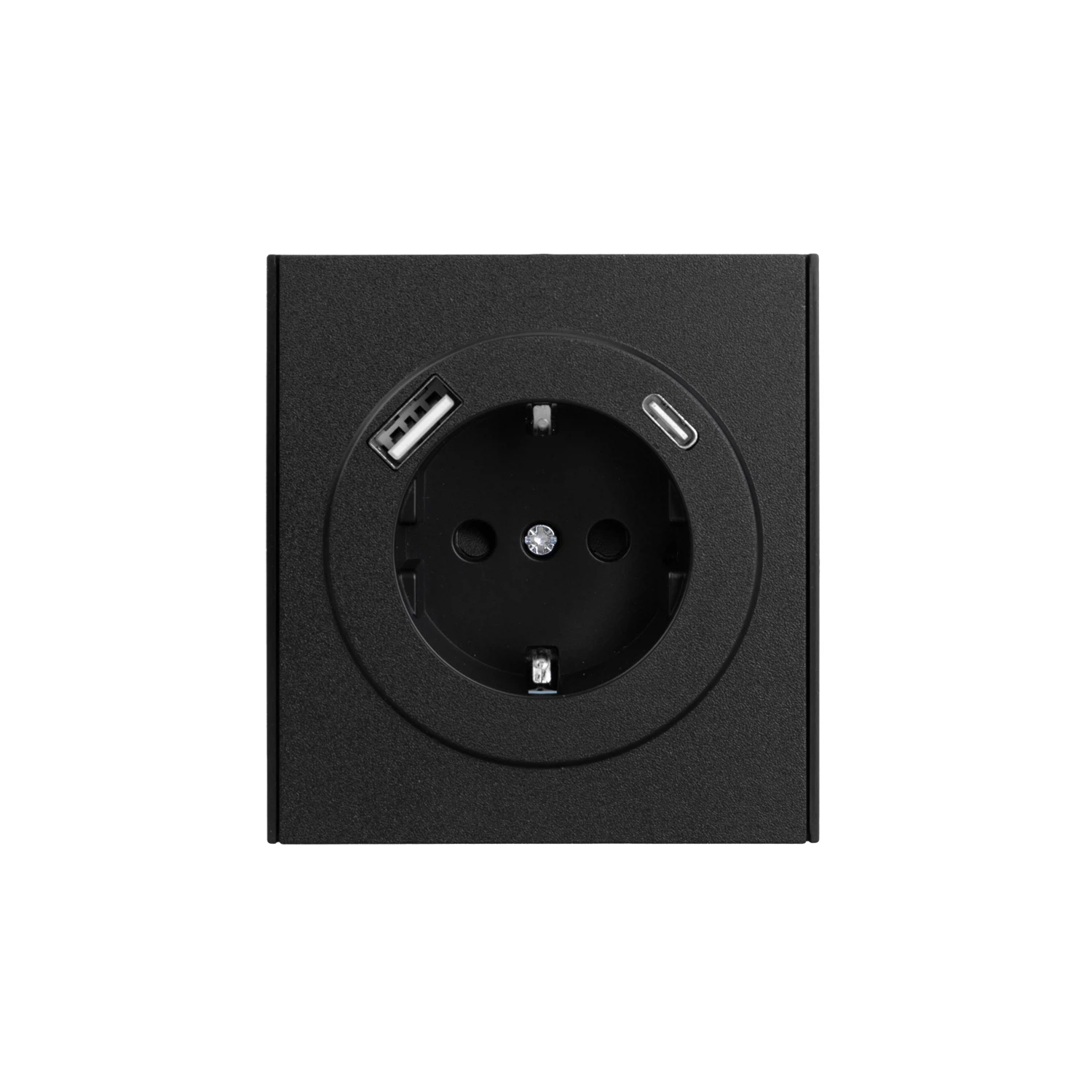 Изображение товара Розетка STRONG с USB и защитой для безопасной установки черная Kranz