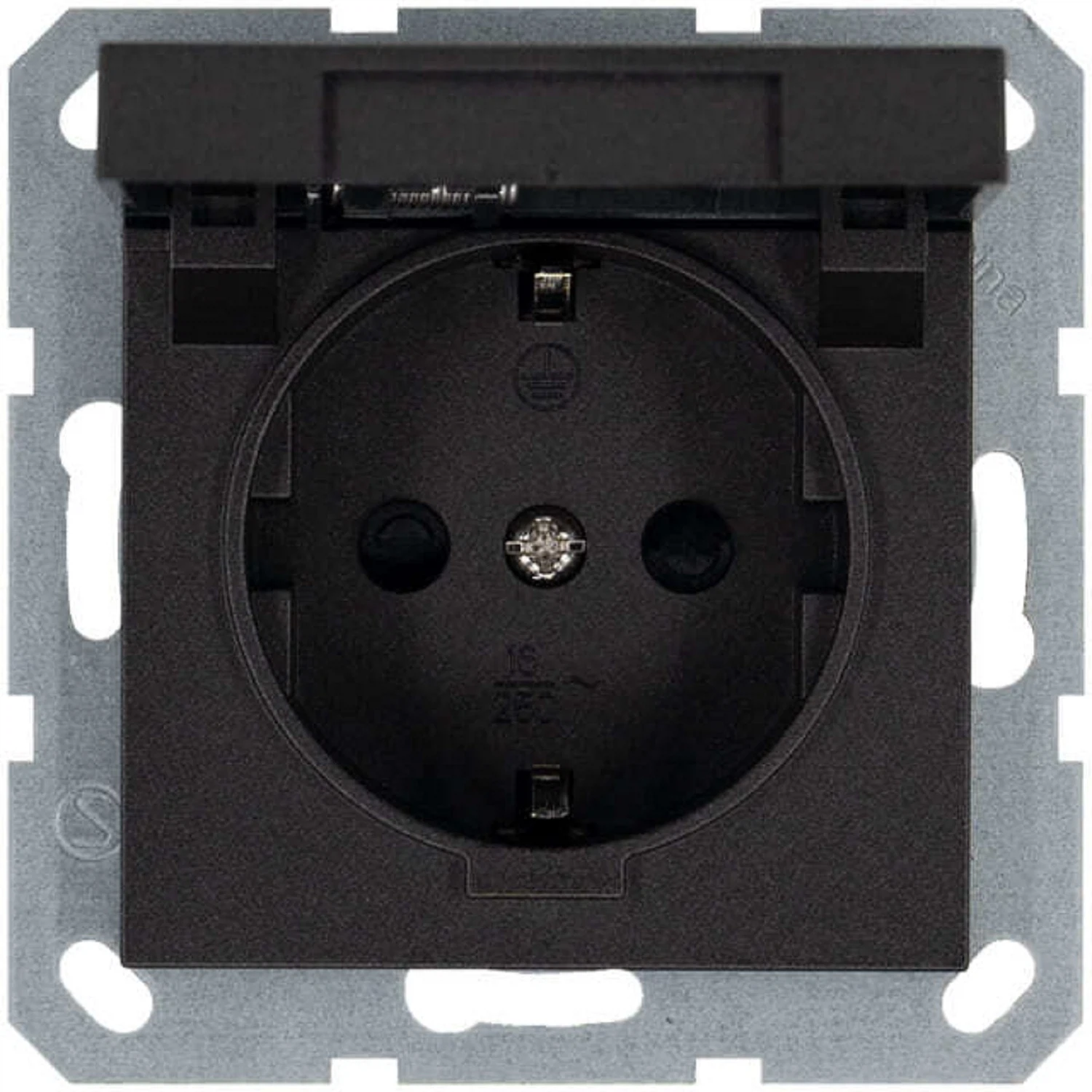 Изображение товара Розетка с/з Jasmart G Антрацит со шторками с крышкой 16A 250V~