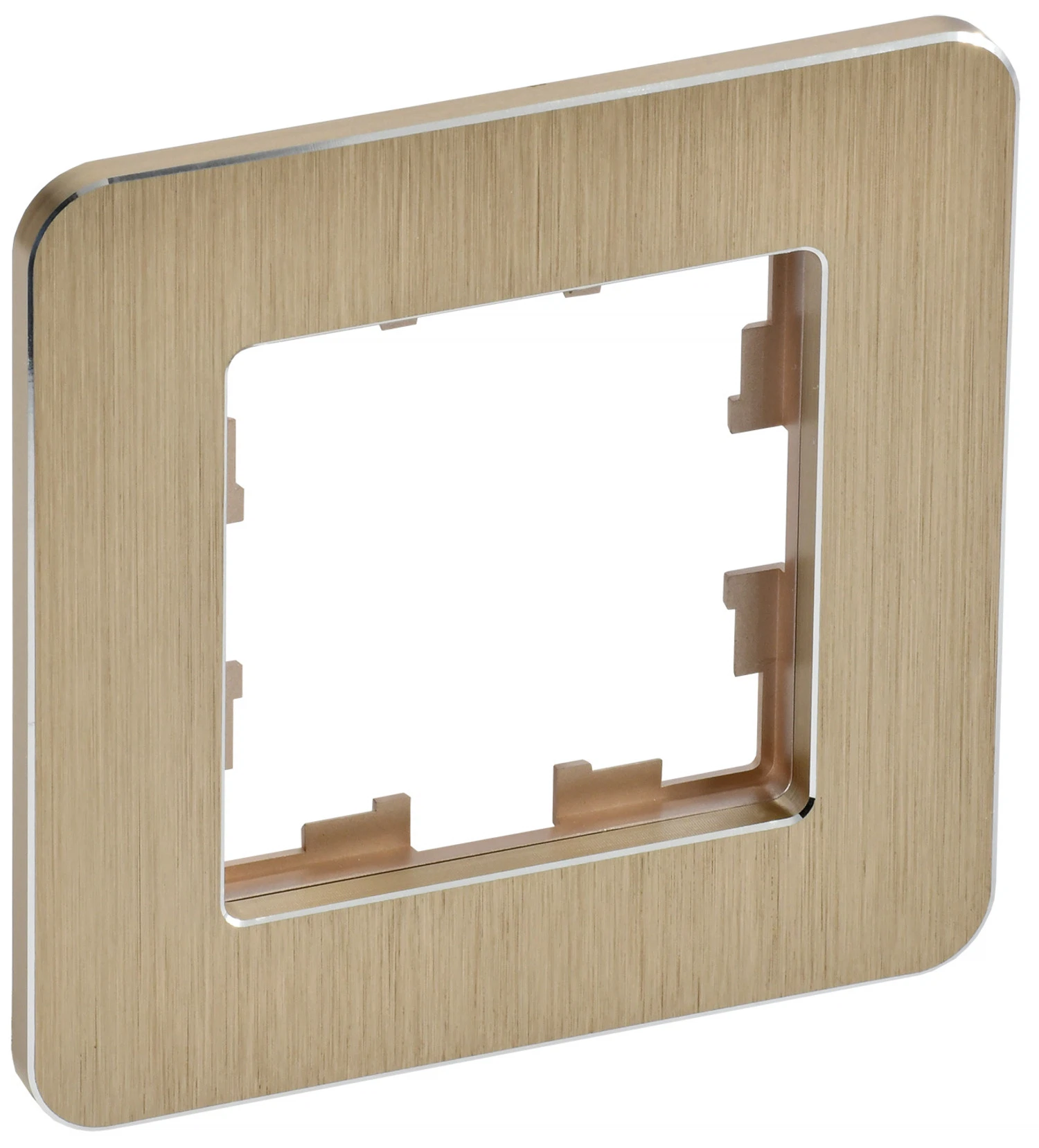 Изображение товара Рамка IEK BRITE DECOR Шампань металл скруглые углы 1-м для электроустановки