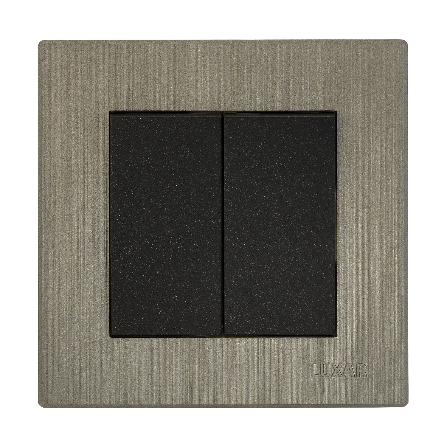 Изображение товара Выключатель LUXAR Mosaic с/у 2-кл.  черный/титан с рамкой, 250В 10А (20.011.03)