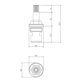 LM8096B-BL Кран-букса М18х1.5 (20 шлицов) с керам. прокладками, поворот 90°, холодная, блистер