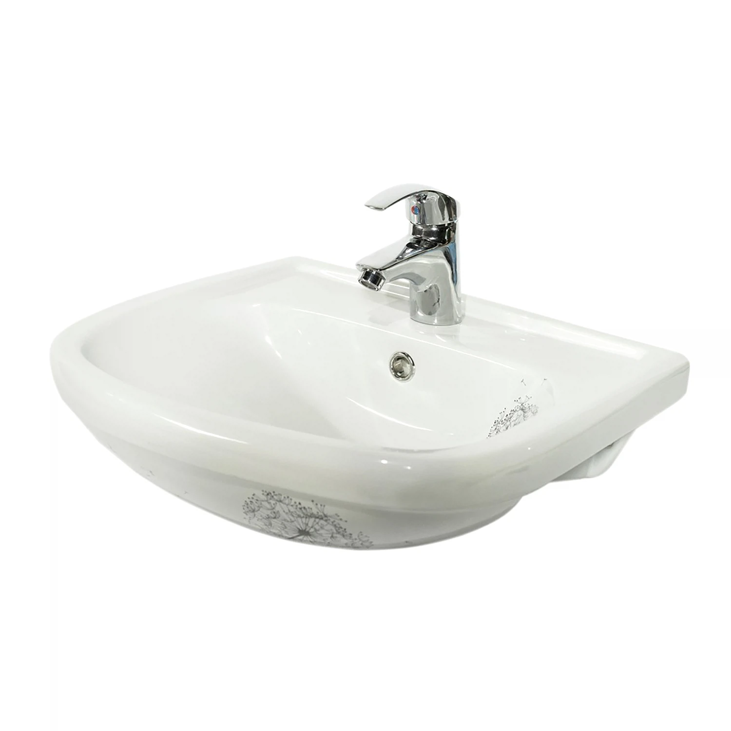 Изображение товара Раковина накладная Альфана-52 белый ДЕКОР одуванчик для ванной комнаты