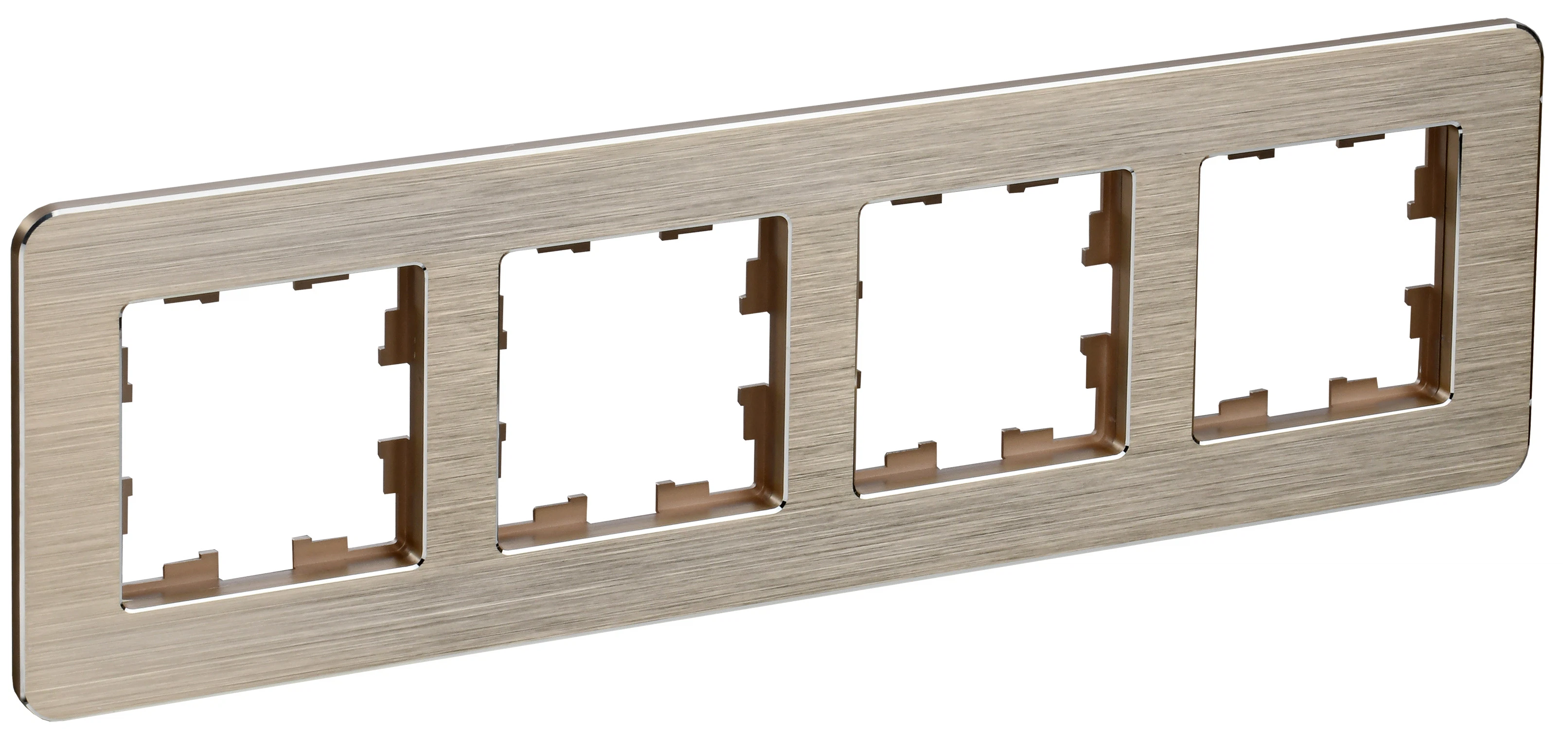 Изображение товара Рамка IEK BRITE DECOR Шампань металл. скругл.угол 4-м РУ-4-1-Бр RE AL.
