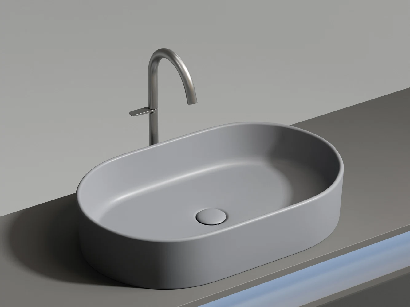 Изображение товара Умывальник овальная накладная Element Антрацит Матовый 608x385 мм