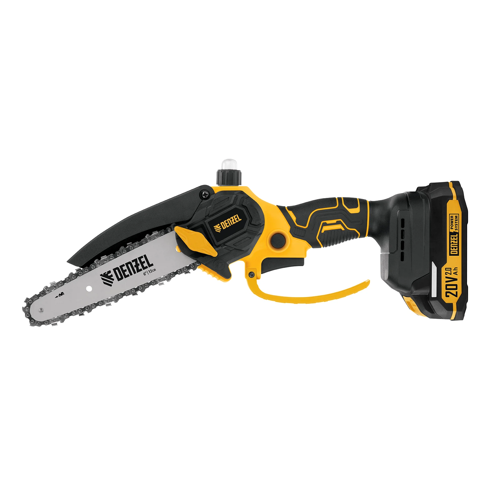 Изображение товара Аккумуляторная мини-пила Denzel CCS-150, бесщеточная, 20В Li-Ion, шина 150 мм