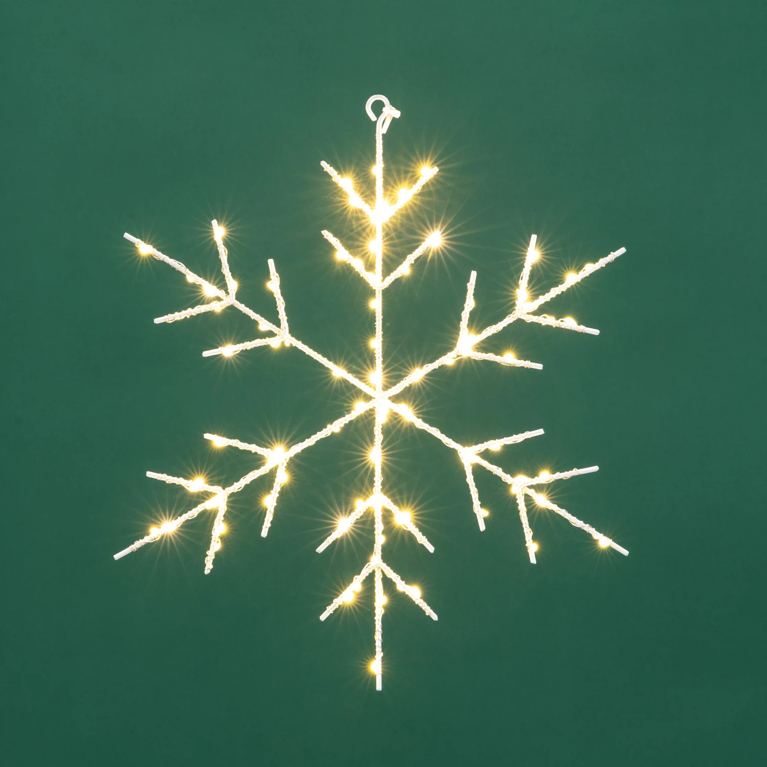 Изображение товара Светодиодная подвесная фигура Снежинка на металлическом каркасе, цвет теплый белый NEON-NIGHT