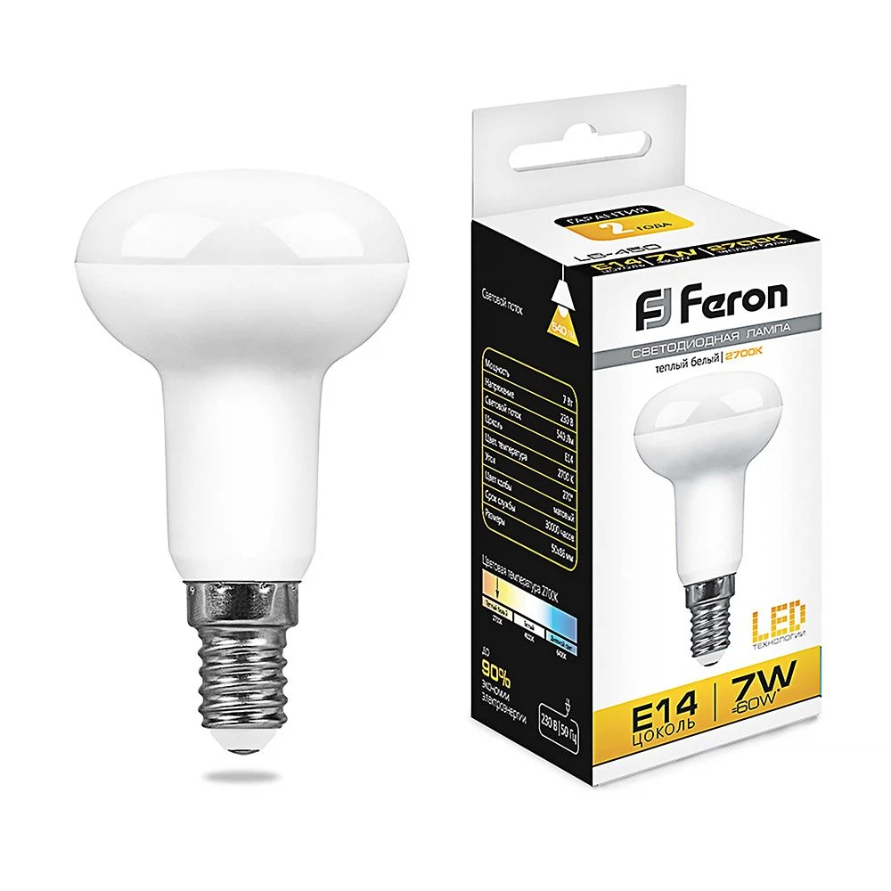 Изображение товара Светодиодная лампа Feron LB-450 E14 7W теплый свет
