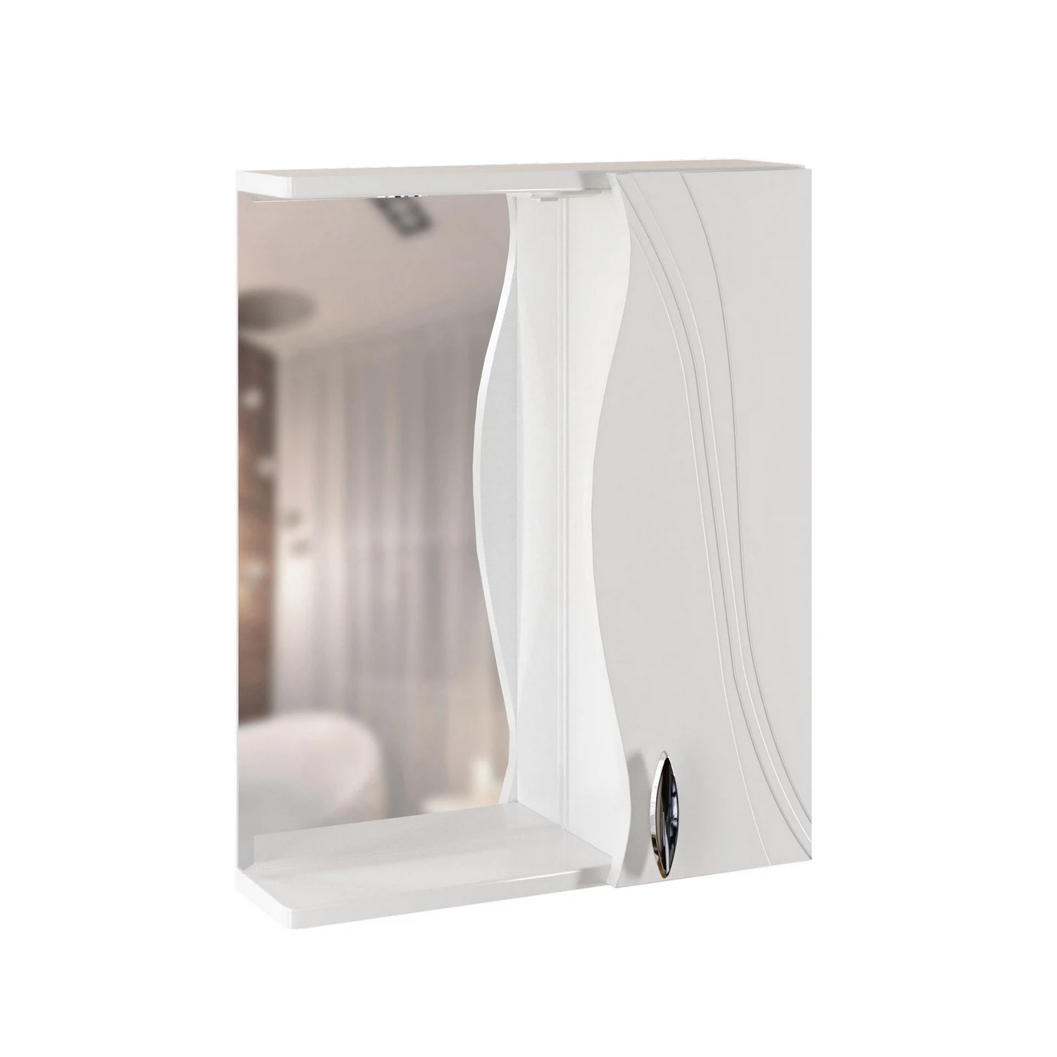 Изображение товара Навесной шкаф с подсветкой для ванной комнаты ЛИМА-55 правый белый