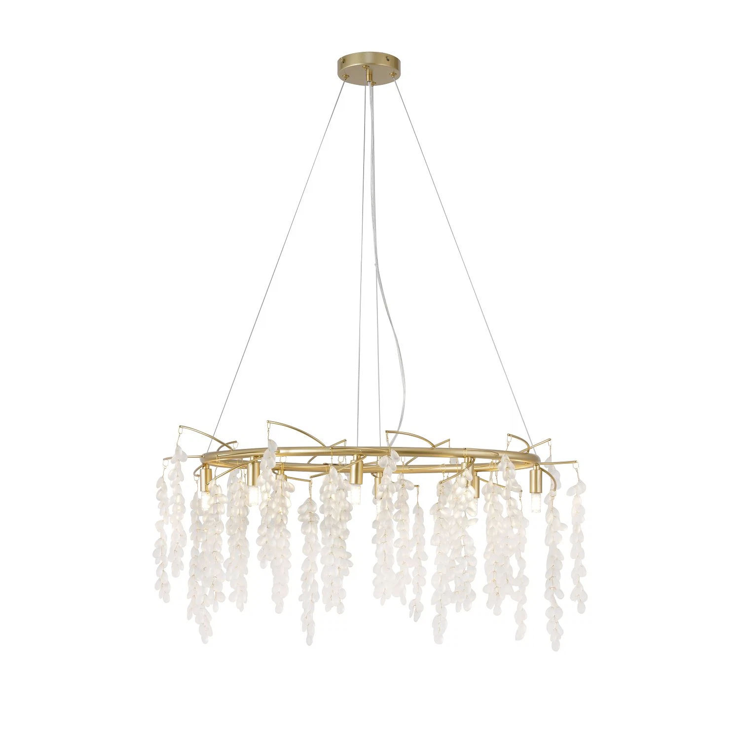 Изображение товара Подвесная люстра FAVOURITE 4108-8C с стеклянными каплями, золотистый металл, 8 ламп, современный ди