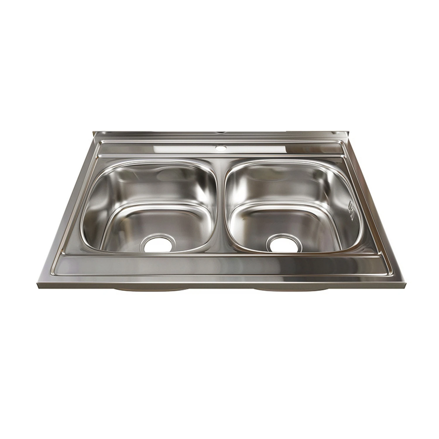 Изображение товара Мойка 80х60 (0,6) 2-х чаш вып 3 1/2 MIXLINE 18см с сифоном