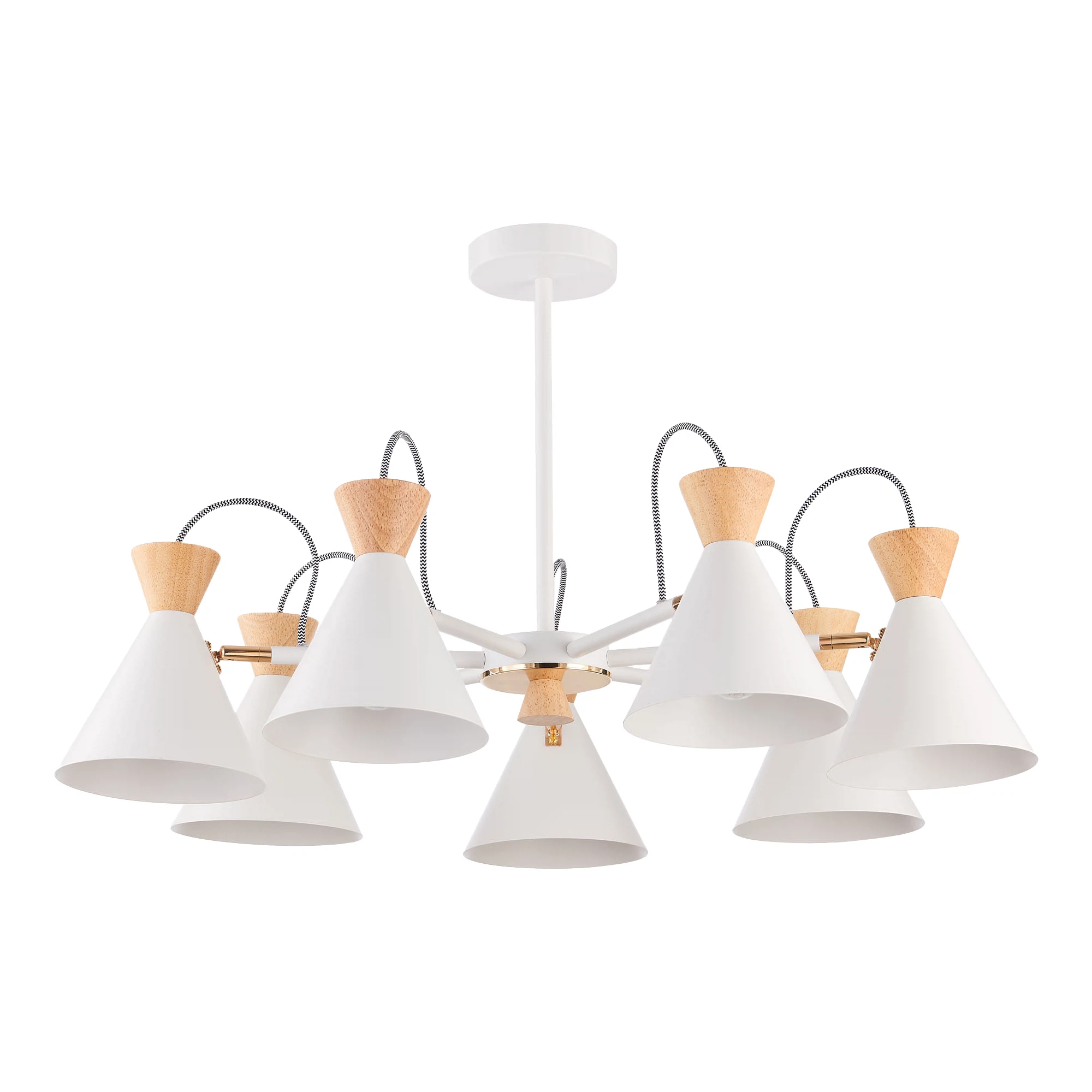 Изображение товара Светильник потолочный с лампой накаливания Е14 стиль сканди белый светлое дерево