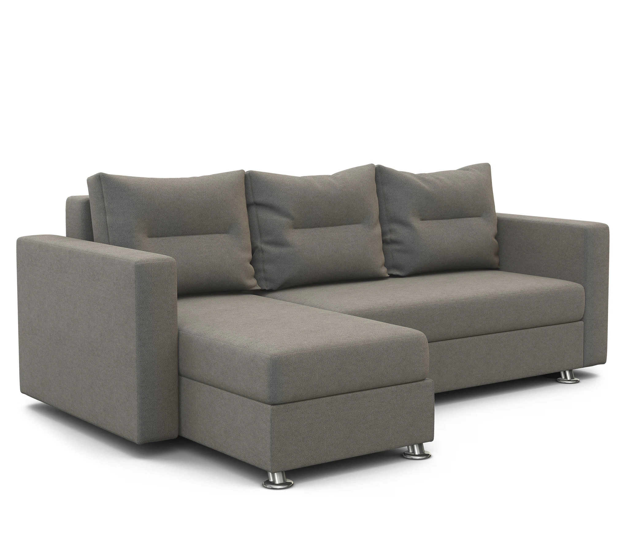 Изображение товара Угловой диван Ария левый велюр серый с ящиком и механизмом еврокнижка