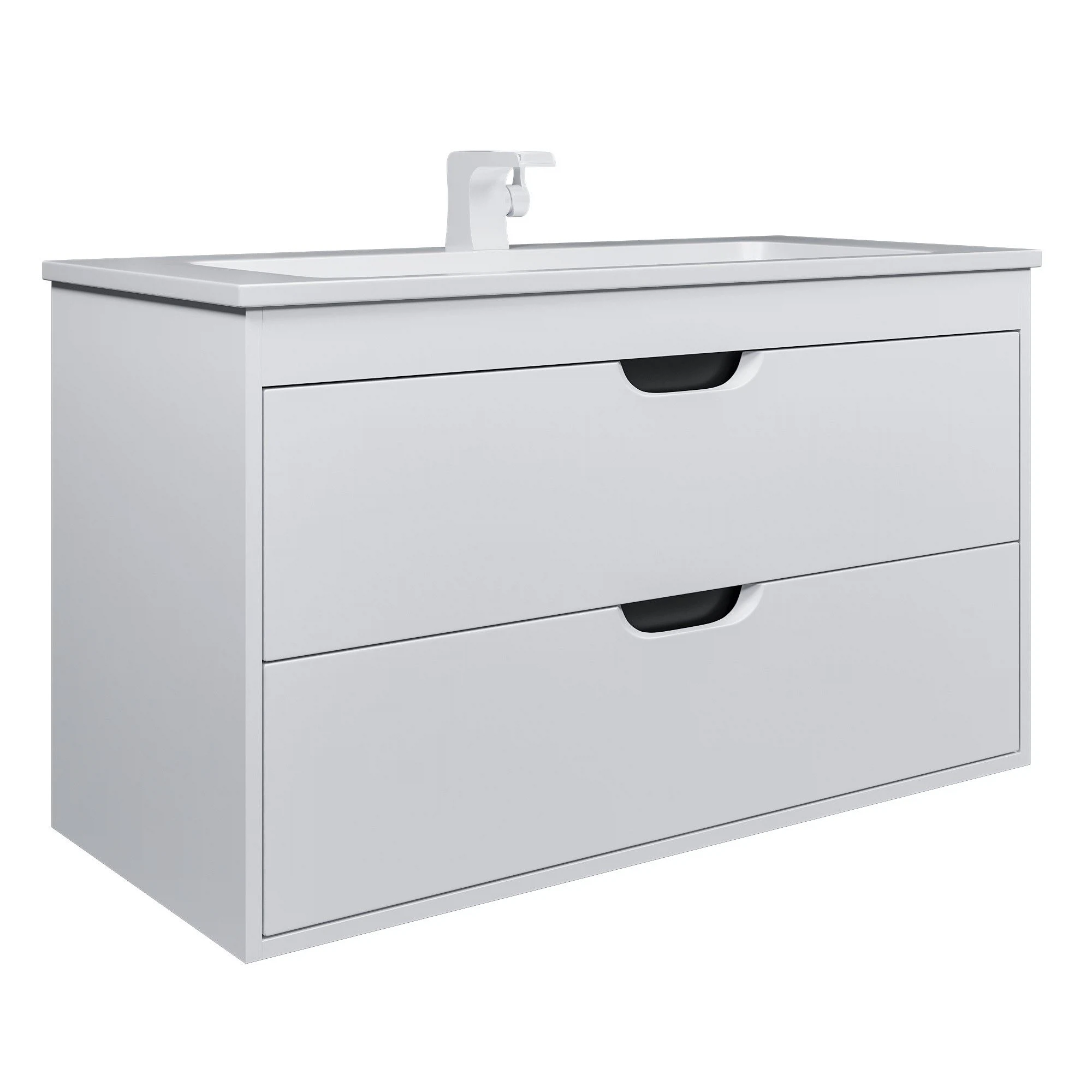 Изображение товара Подвесная тумба с раковиной Uperwood Modul 97х45х57 см для ванной, белая/графит