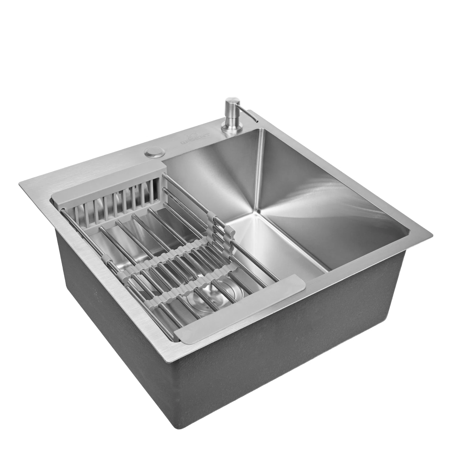 Изображение товара Мойка кухонная нержавеющая WISENT 50х50 с сифоном и дозатором