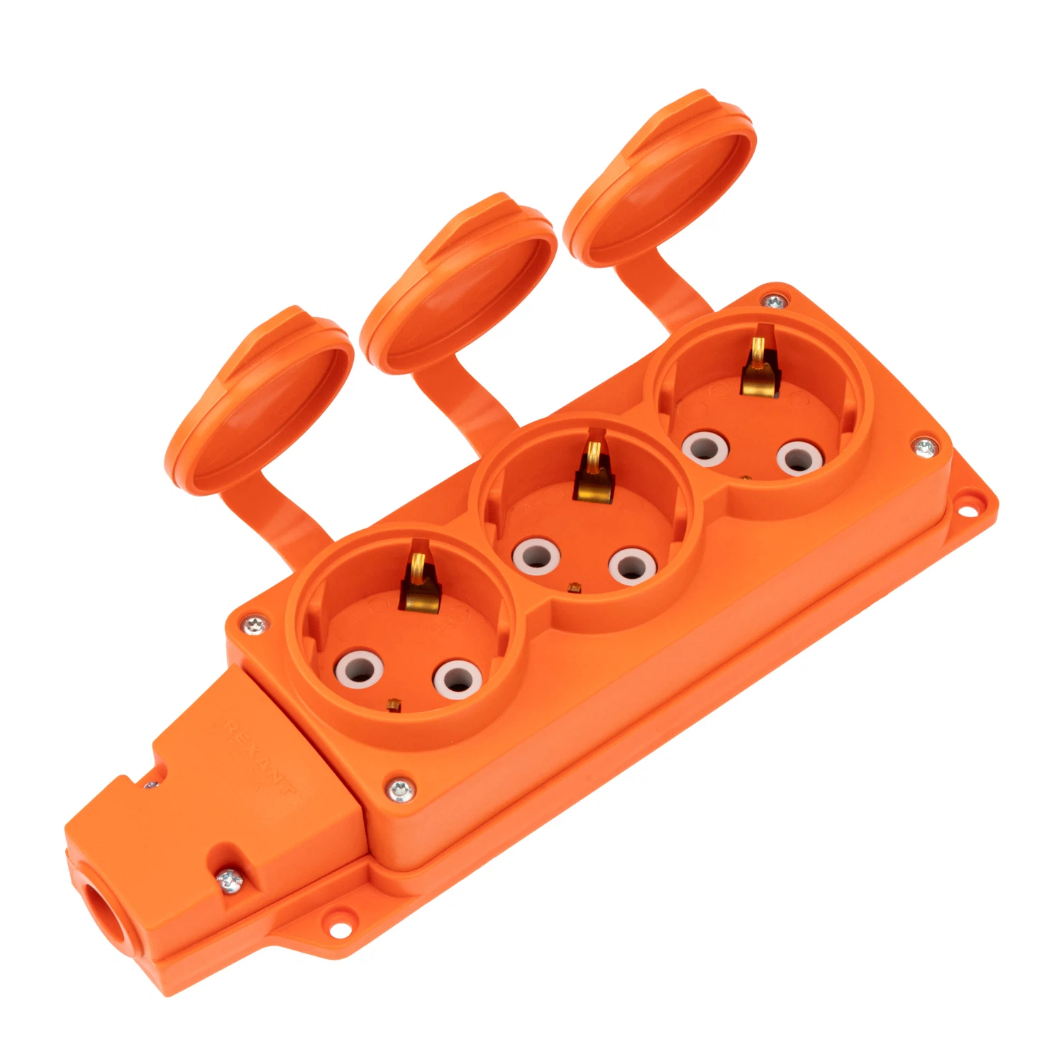 Изображение товара Влагозащищенная розетка COMPACT 3 гнезда IP54 REXANT каучук