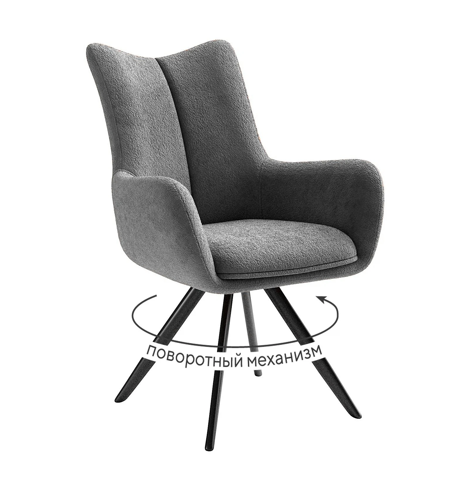 Изображение товара Поворотный офисный стул DikLine 351 с микровелюром серый и регулируемой высотой