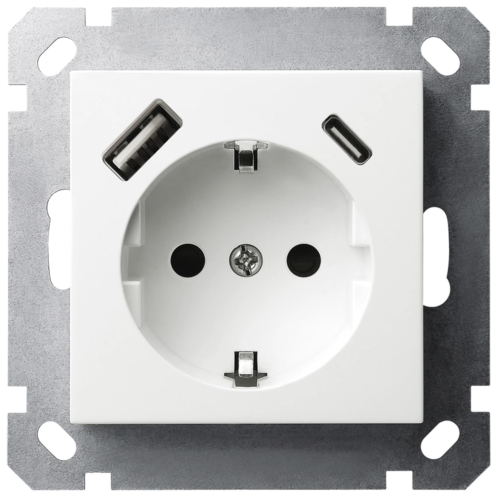 Изображение товара Розетка с/з Jasmart G Белый глянцевый со шторками 16A c USB A+C 25W