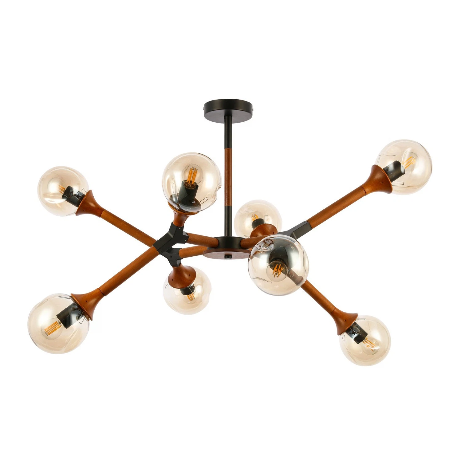 Изображение товара Светильник с лампой накаливания, черный / темное дерево, прозрачный / янтарный, RAQUEL, E27, 60? SLE109402-08