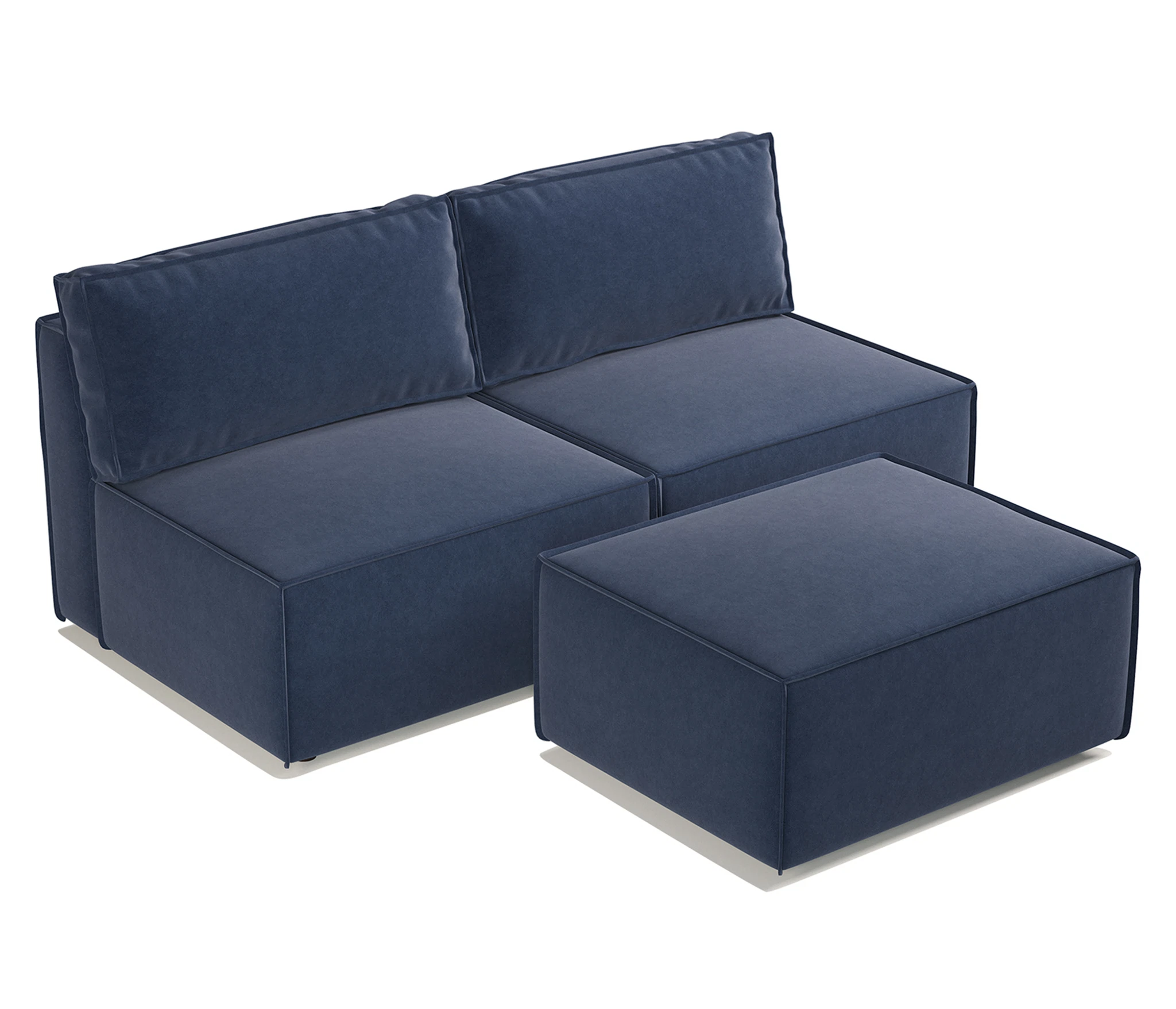 Изображение товара Диван прямой модульный с пуфом Гамма 25 190х95х70 см НПБ, велюр Ультра миднайт