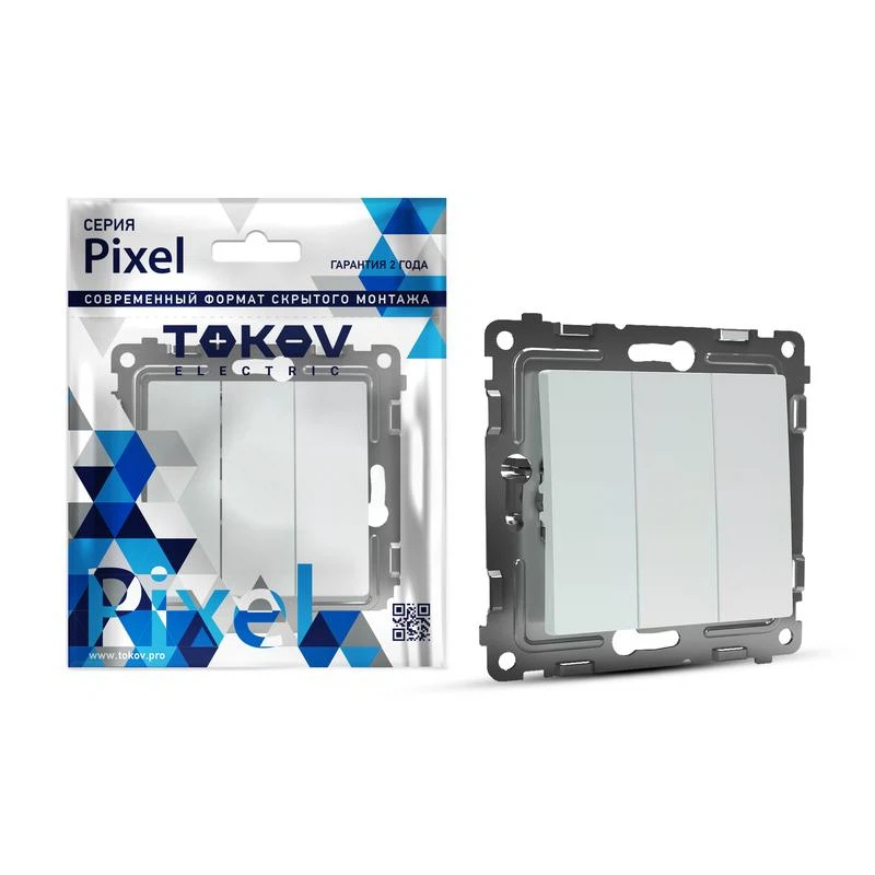 Изображение товара Выключатель 3-кл. СП Pixel 10А IP20 от TOKOV Electric