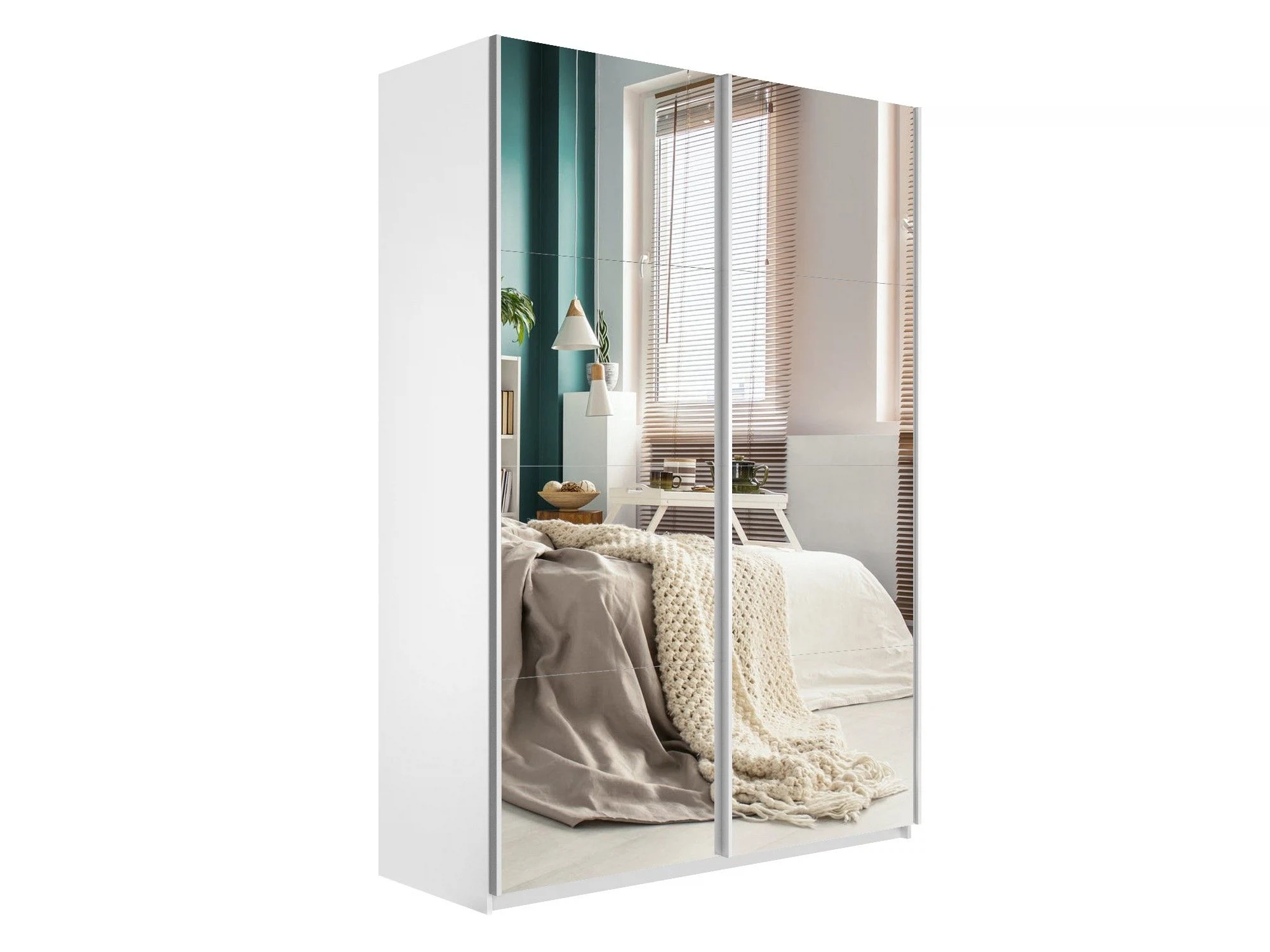 Изображение товара Шкаф-купе Прайм 2-дверный с зеркалом, 120х57х230 см, белый