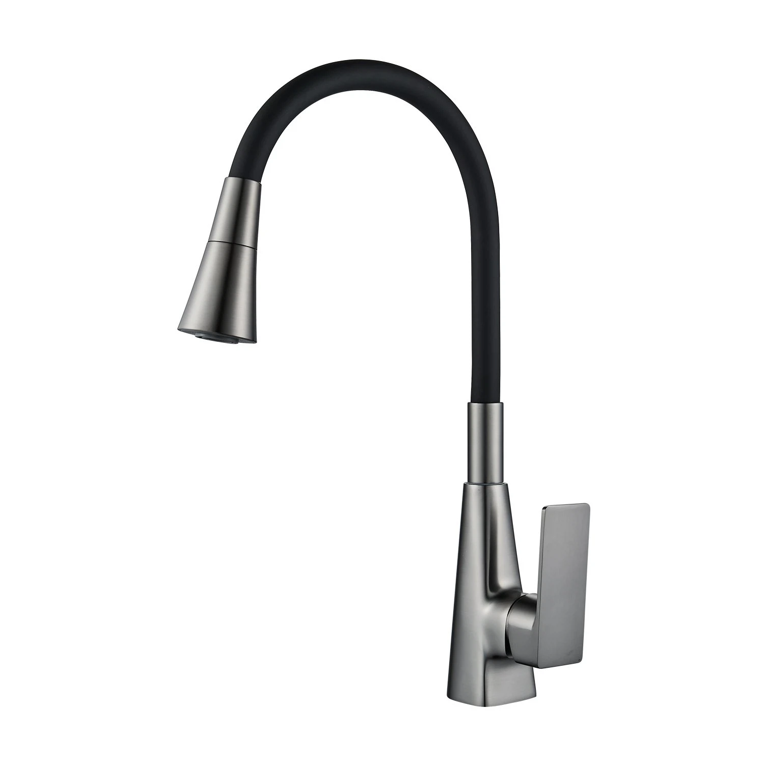 Изображение товара Смеситель для кухни с гибким изливом Shevanik S543T-3, оружейная сталь/черный