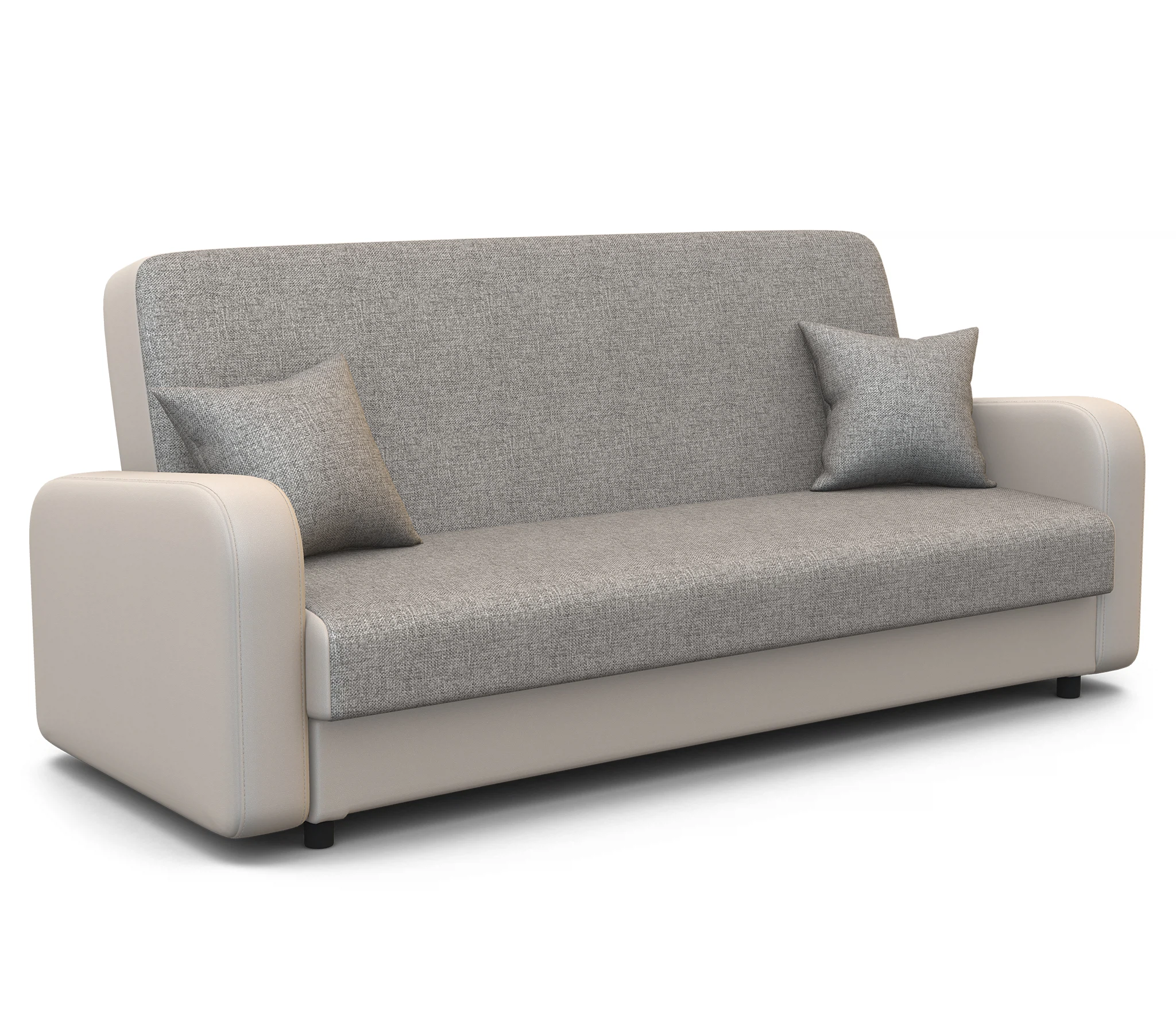 Изображение товара Диван-книжка Мелодия 140 экокожа бежевый и рогожка светло-серый