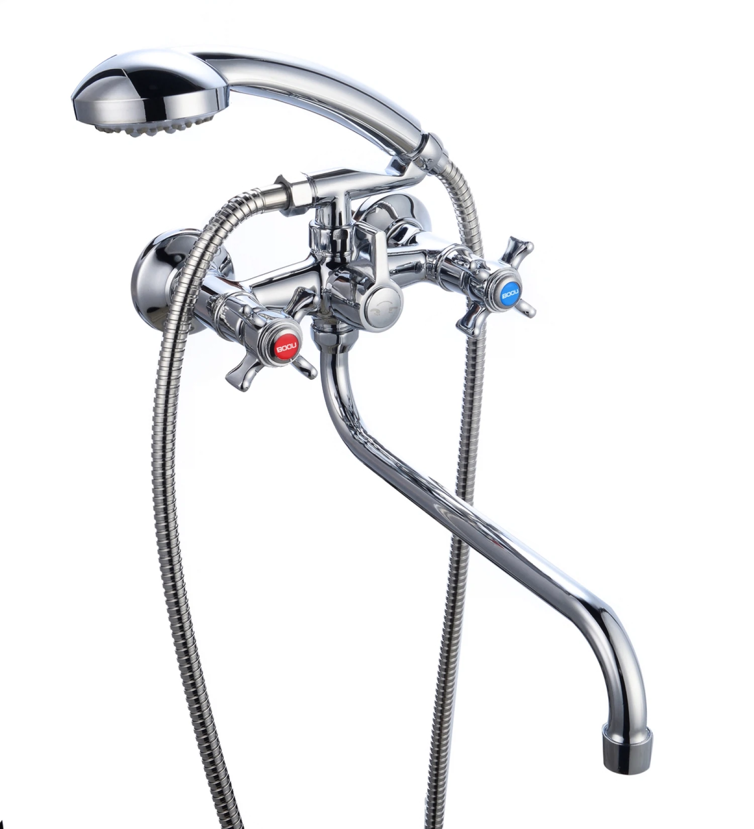 Изображение товара Смеситель для ванной с душем BOOU BA5333-3-B723-C018 высокий латунь хром
