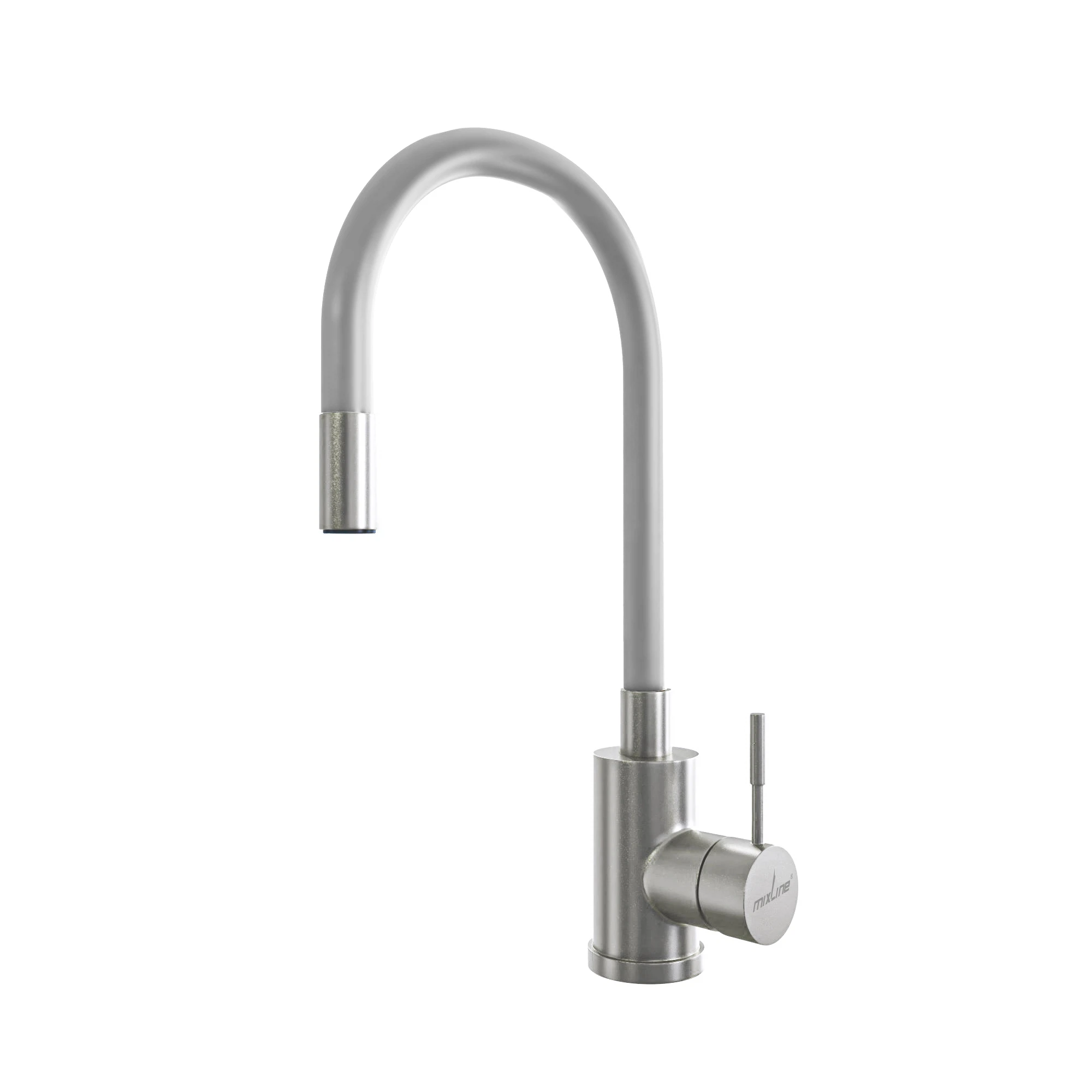 Изображение товара Смеситель для кухни MIXLINE MLSS-0325 серый гибкий излив нержавеющая сталь