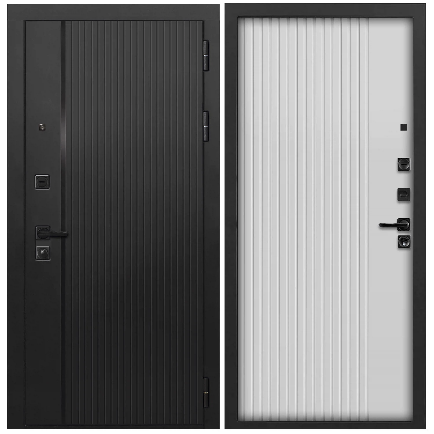 Изображение товара Дверь L-45 960*2050 правая черн.кварц & фрез.вертик./черный ФЛ-790 Velutto Bianco