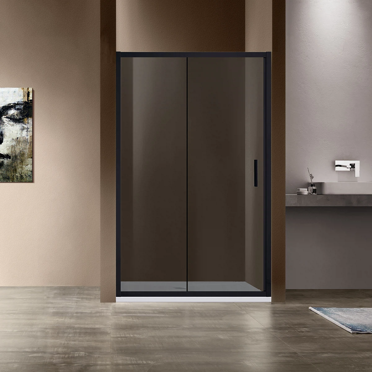 Изображение товара Душевая дверь Vincea Garda VDS-1G120CGB, 1200 мм, черная, стекло тонированное