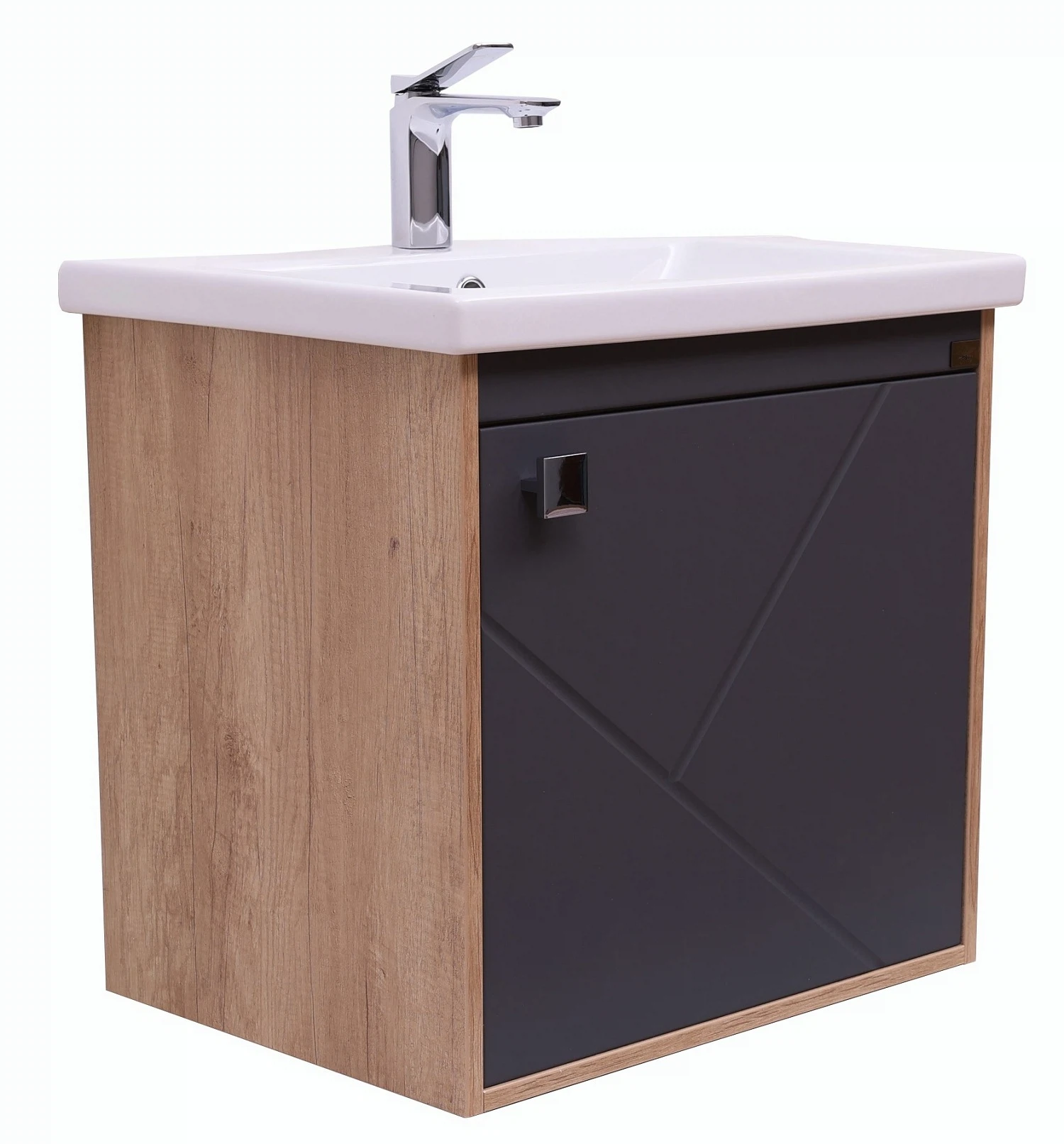Изображение товара Тумба под раковину Alcora Litos графит софт тач и дуб небраска