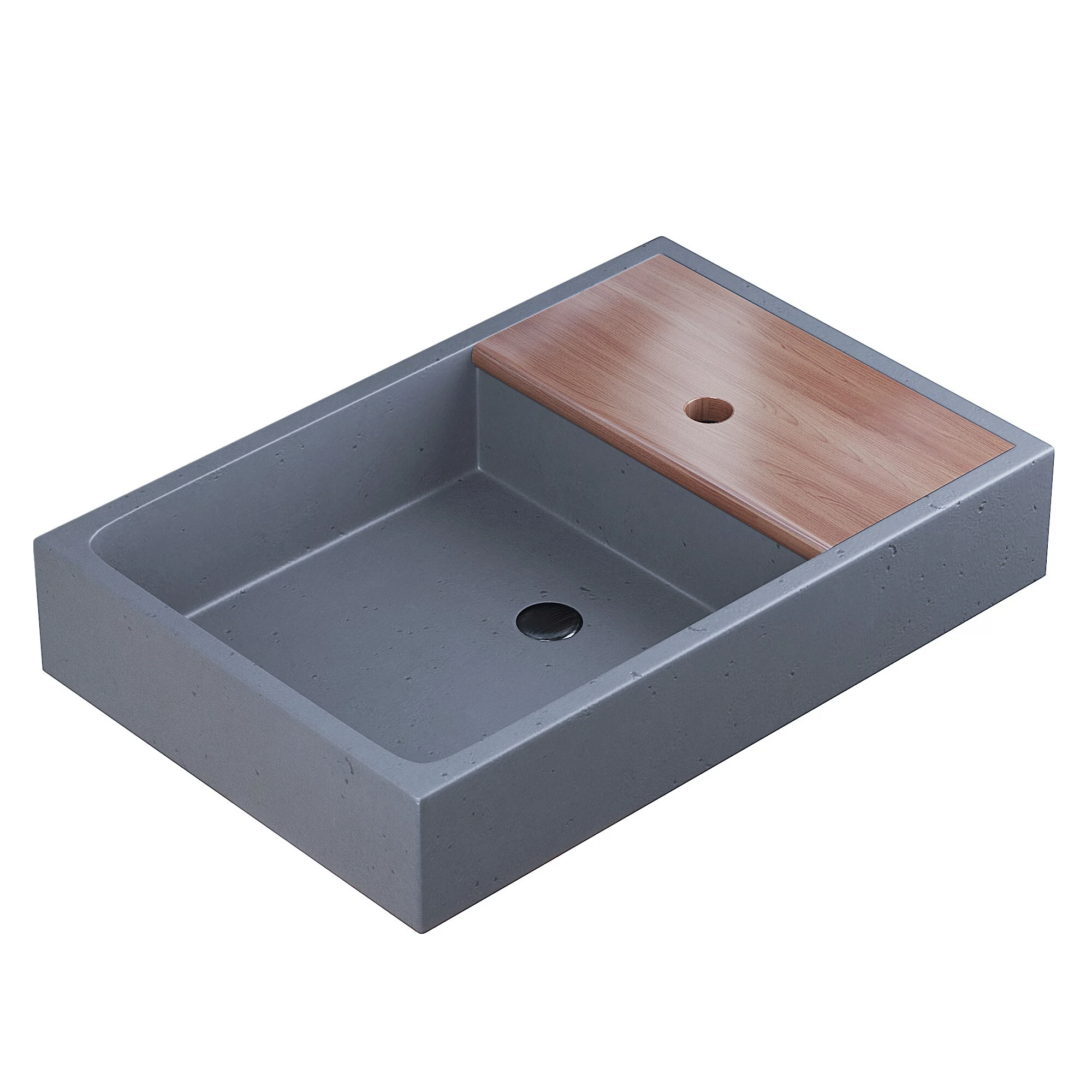 Изображение товара Раковина накладная бетонная Uperwood Piter 60х40х12 см, прямоугольная, графит