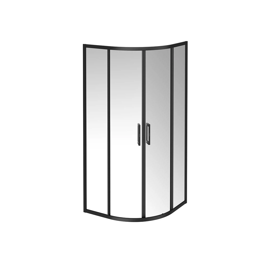 Изображение товара Душевой уголок Vetro раздвижной четверть круга 90х90х195 см матовый черный VE.90.RSD.BLK.M