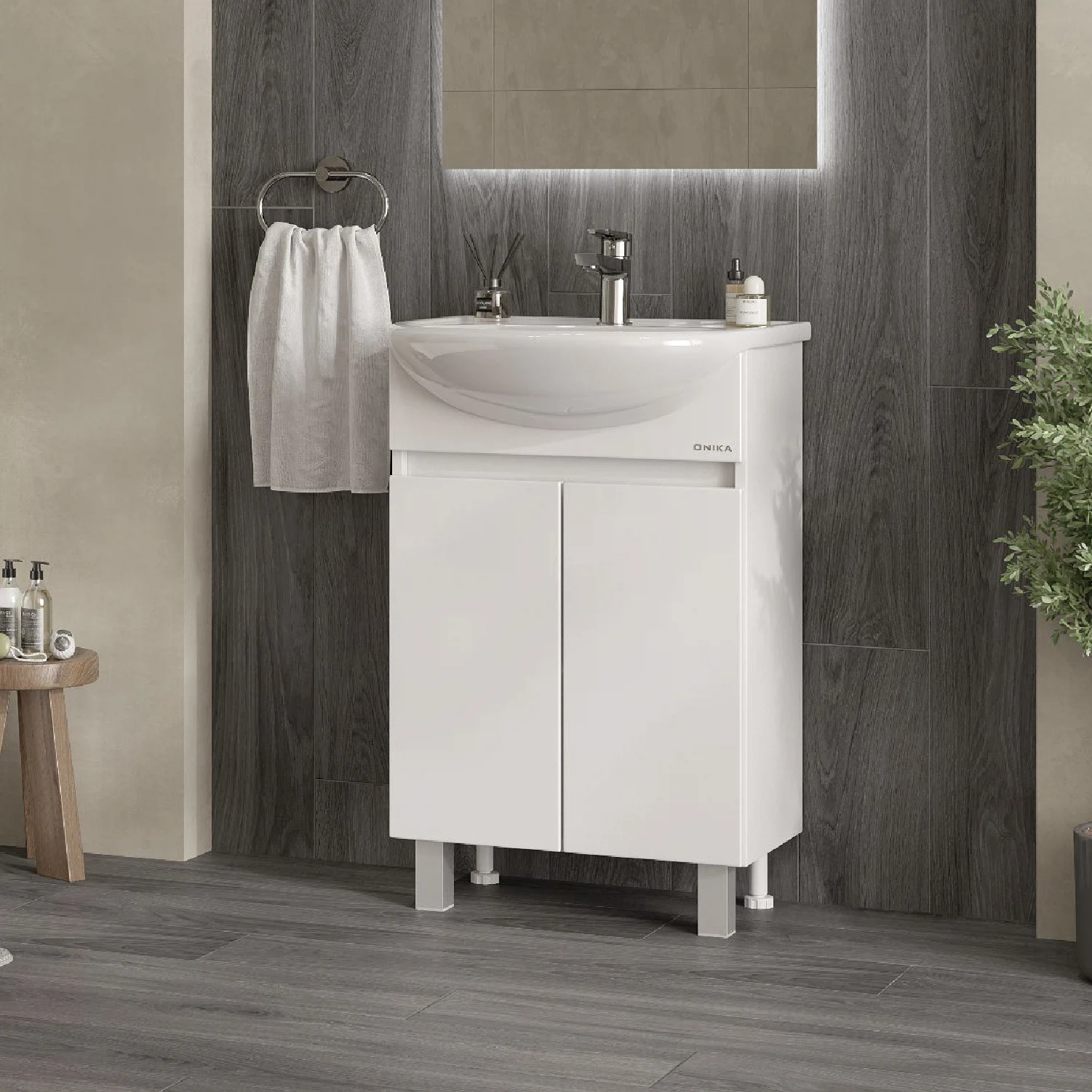 Изображение товара Тумба Onika Милтон 50 напольная, белая (ум. Уют 50)