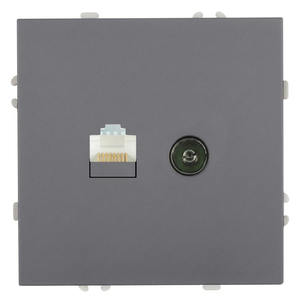 Изображение товара Розетка TV + компьютерная RJ-45 (механизм), STEKKER, серия Эмили, RST00-5106-10, платиново-серый, soft touch