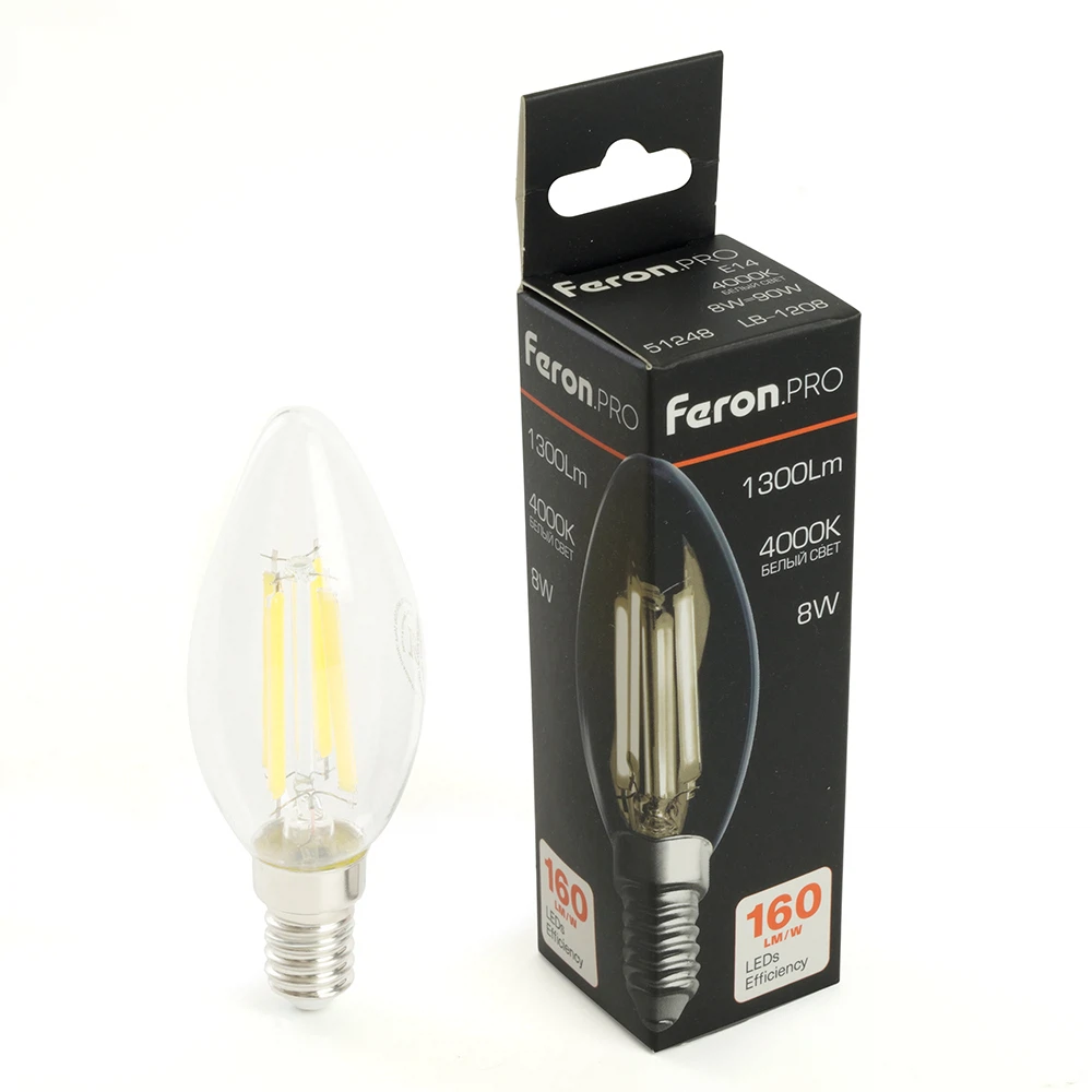 Изображение товара Лампа светодиодная Feron.PRO LB-1208 Свеча E14 1300LM 8W 175-265V 4000K Изображение товара Лампа светодиодная Feron.PRO LB-1208 Свеча E14 1300LM 8W 175-265V 4000K